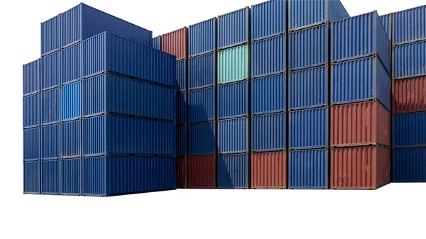 Shipping Container Stack White Background Isolet Cargo Transportation — Zdjęcie stockowe