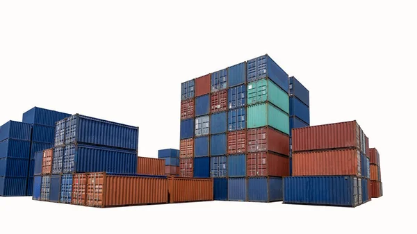 Shipping Container Stack White Background Isolet Cargo Transportation — Stock fotografie