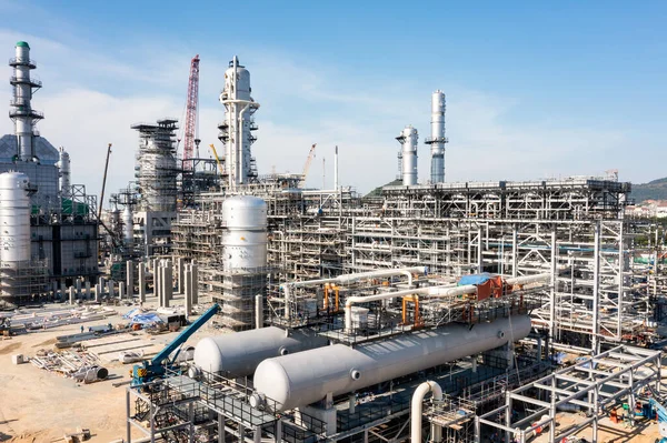 New Refinery Construction Site Blue Sky Background — Stockfoto