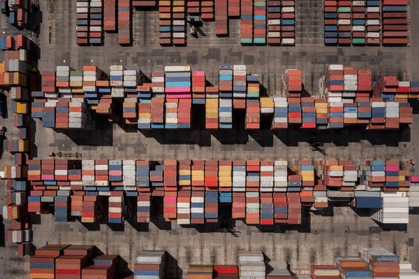 Aerial Top View Warehouse Cemetery Old Container — 스톡 사진