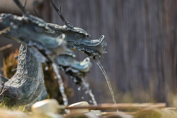 Der Drache Sprühte Wasser Aus Dem Heiligen Brunnen Zum Trinken — Stockfoto