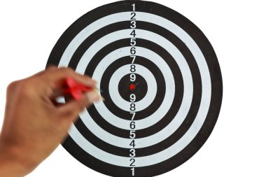 hedef dart oyuncusu meditasyonu ve beyaz arkaplanda görselleştirme