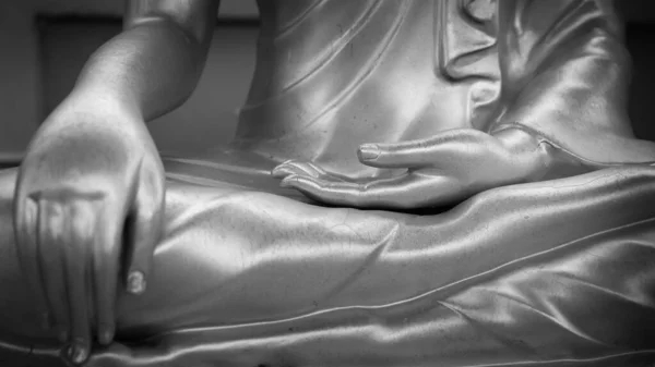 Buddha Kéz Meditáló Fekete Fehér — Stock Fotó