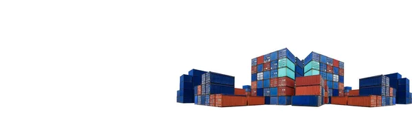 Group Objects Cargo Containers Stack White Background Banding Webpage — Stock Photo, Image