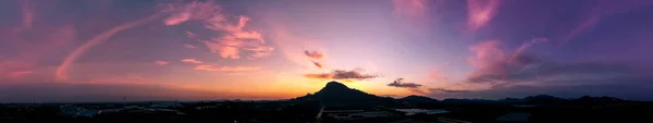 Panoramic Scene Stunning View Colorful Sunrise Morning Pink Sky Pastel — Stock Photo, Image