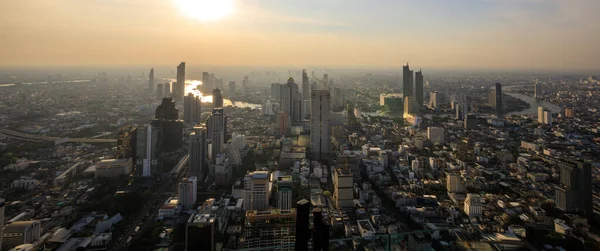 Cityscape Air Pollution Evening Sunlight Background Bangkok Thailand — Stock Photo, Image