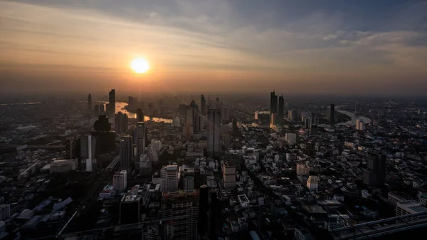 Cityscape Air Pollution Evening Sunlight Background Bangkok Thailand — Stock Photo, Image