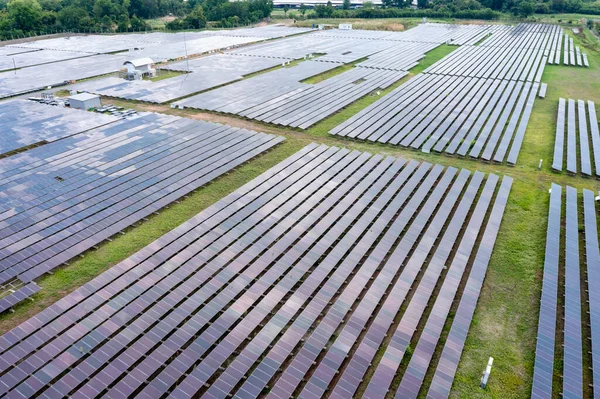 Letecký Pohled Solární Panely Nebo Solární Články Střeše Farmy Elektrárna — Stock fotografie