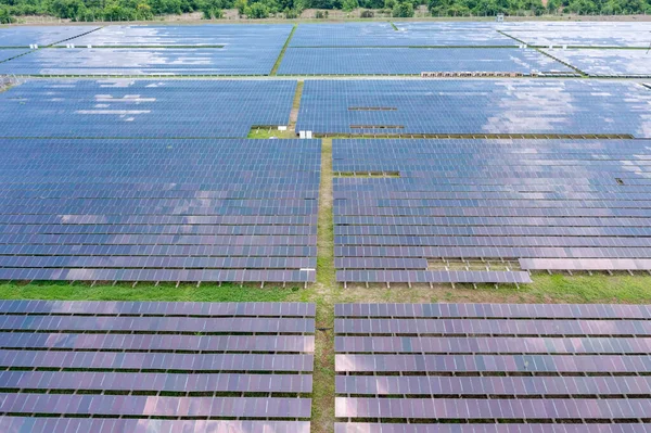 Letecký Pohled Solární Panely Nebo Solární Články Střeše Farmy Elektrárna — Stock fotografie