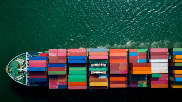 Nave Portacontainer Che Naviga Nell Oceano Servizio Logistica Del Carico — Foto Stock