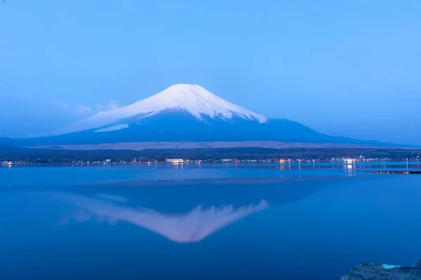 Fuji Hegy Folyó Reflexiók Reggel Japánban — Stock Fotó