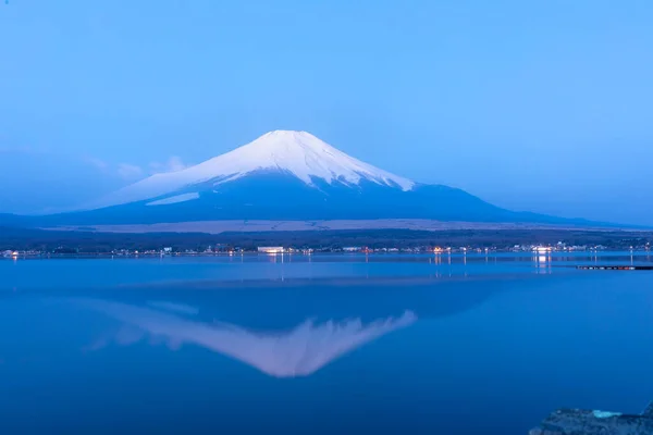 Fuji Montagna Fiume Riflessioni Mattina Tempo Giappone — Foto Stock