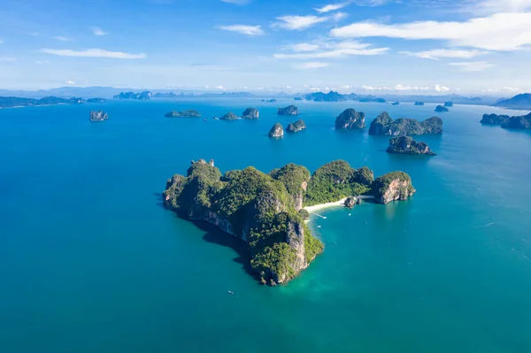 Kalksteeneiland Aan Zee Bij Kra Thailand Vanuit Lucht — Stockfoto