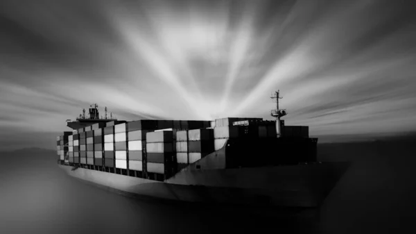 Schwarz Schwarze Bewegungsunschärfen Schiffscontainer Die Große Frachtlogistik Import Exportgüter Weltweit — Stockfoto