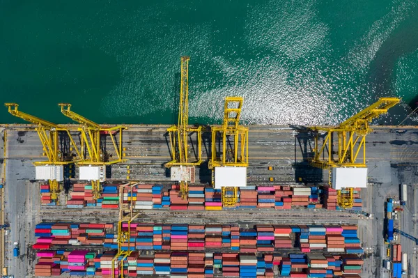 Container Terminal Merci Importazione Esportazione Internazionale Trasporto Marittimo Aperto Vista — Foto Stock