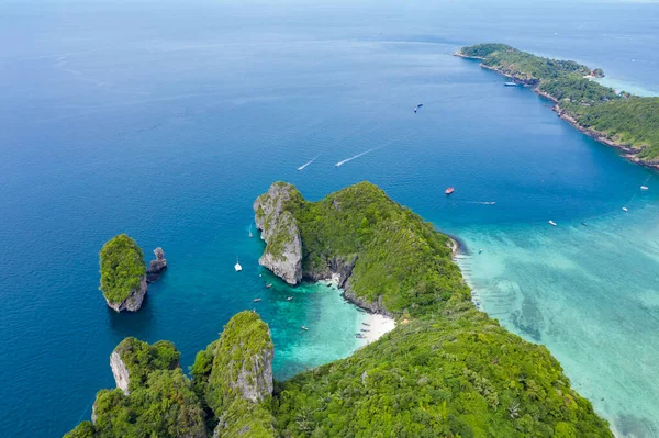 Phi Phi Ilha Barco Turístico Krabi Vista Aérea — Fotografia de Stock