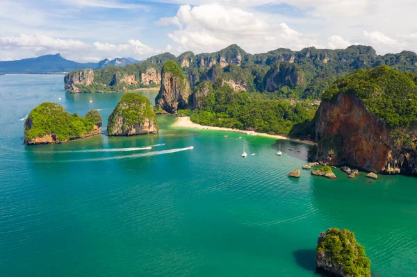 Nang Rai Laici Con Spiaggia Pranang Passeggeri Lungo Motoscafo Coda — Foto Stock