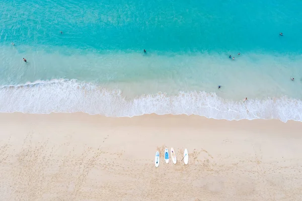 surin beach and tourists travel location summer holiday in Thailand  aerial top view