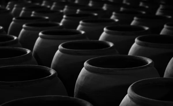 Clay Pot Black White Image Art Style Dark Add Gian — Stock Photo, Image