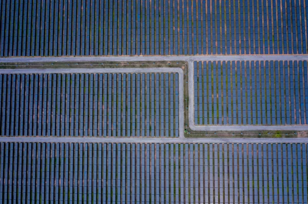 Aerial Top View Solar Farm Solar Panels Thailand — 图库照片