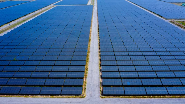 Air Top View Solar Farm Solární Panely Thajsku — Stock fotografie