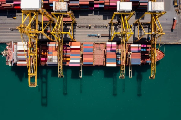 Nave Portacontainer Aerea Vista Dall Alto Porto Marittimo Contenitore Carico — Foto Stock