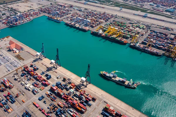 Nave Portacontainer Vista Aerea Business Globale Import Export Logistic Transport — Foto Stock