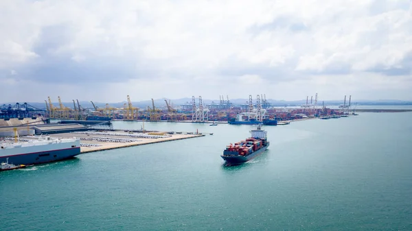 Zakelijke Industriële Diensten Scheepvaart Containers Logistiek Import Export Internationale Open — Stockfoto