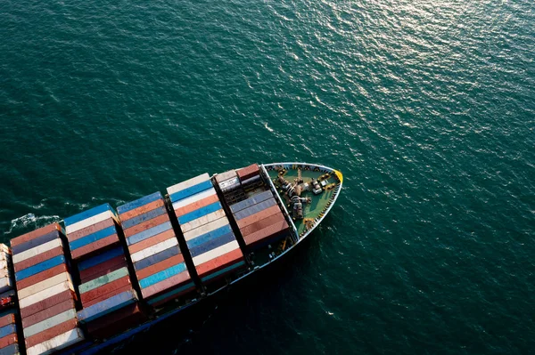 Container Navio Carga Total Transportando Para Importação Exportação Logística Carga — Fotografia de Stock