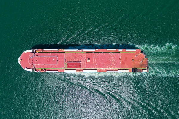Car Carrier Ναυτιλία Από Εμπορικό Λιμάνι Πράσινη Θάλασσα Αεροφωτογραφία Από — Φωτογραφία Αρχείου