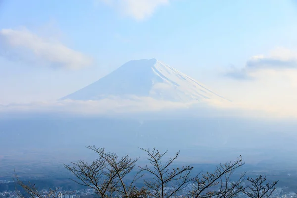 Közeli Csúcs Fuji Hegy Esti Idő Hely Chureito Pagoda Fujiyoshida — Stock Fotó