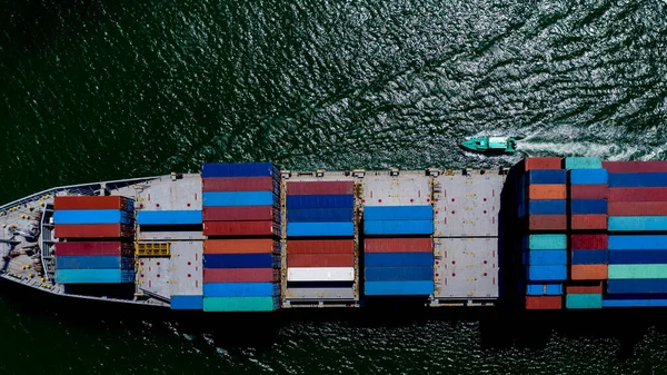 Aerial View Container Cargo Ship Import Export Business Service Commercial — Foto de Stock