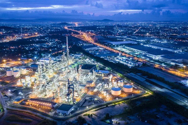 Заводська Зона Нафтопереробної Промисловості Laem Chabang Chon Buri Таїланд Сутінковий — стокове фото