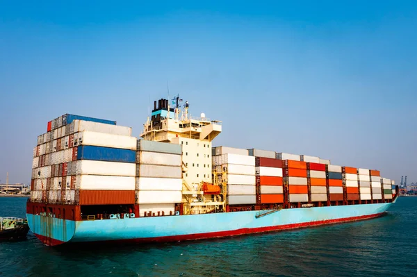 Big Container Cargo Ship Import Export Business Service Commercial Trade — Fotografia de Stock