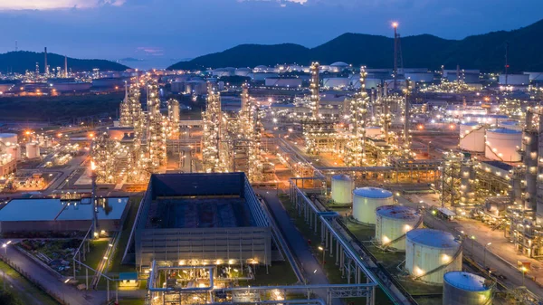 Industria Raffineria Petrolio Gas Trasporto Esportazione Thailandia Vista Aerea Notte — Foto Stock