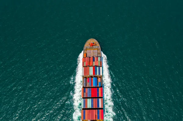 Vue Aérienne Dessus Porte Conteneurs Cargo Import Export Business Commercial — Photo