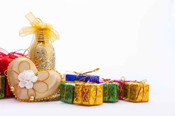 Caixas Presente Para Natal Ano Novo Dia Dos Namorados Aniversário — Fotografia de Stock