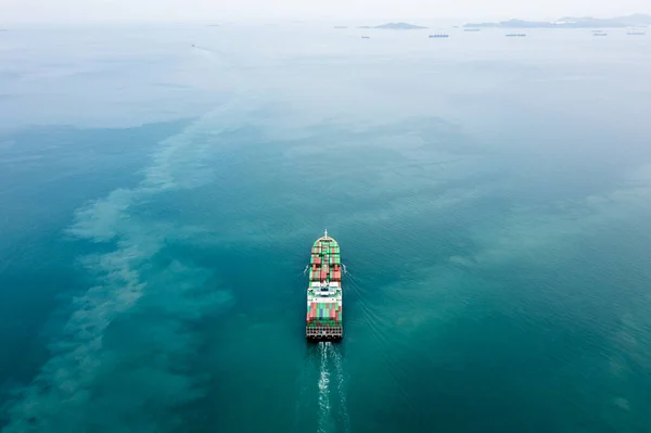 Containerfartyg Fullfart Segling Till Sjöss För Transport Gods Logistik Import — Stockfoto