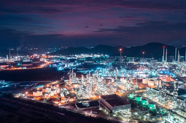 Vista Aérea Zona Fábrica Indústria Petróleo Gás Tanque Lojas Refinaria — Fotografia de Stock