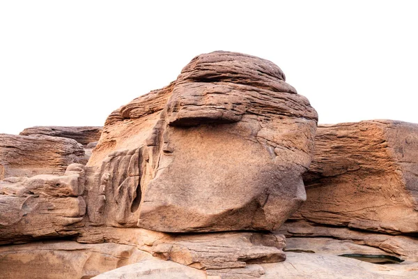 Ancient Rocks Stone Part Meakong River Basin Cut Out White — Stock Photo, Image