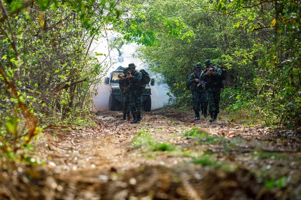 Phetchabun März 2018 Thai Military Special Force Full Action Wald — Stockfoto