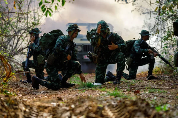 Phetchabun March 2018 Thai Pasukan Khusus Militer Aksi Penuh Kamp — Stok Foto