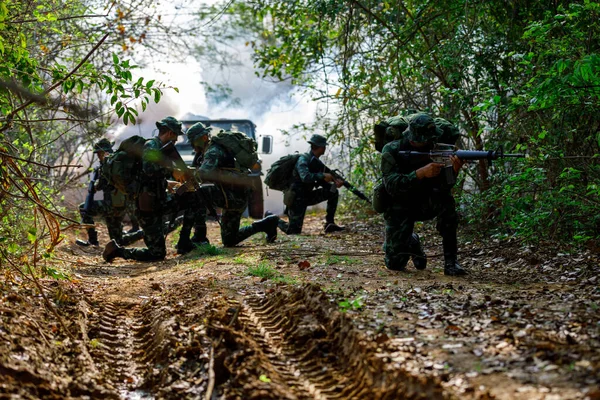 Phetchabun März 2018 Thai Military Special Force Full Action Wald — Stockfoto