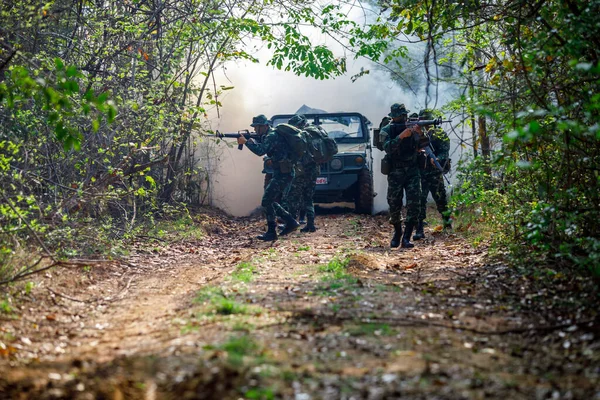 Phetchabun Μάρτιος 2018 Ότι Στρατιωτική Ειδική Δύναμη Πλήρη Δράση Στο — Φωτογραφία Αρχείου