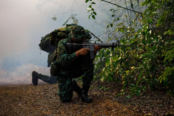 Phetchabun Marzo 2018 Thai Fuerza Especial Militar Acción Completa Campo — Foto de Stock