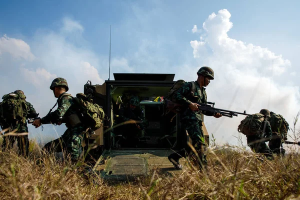 Phetchabun March 2018 Thai Pasukan Khusus Militer Aksi Penuh Kamp — Stok Foto
