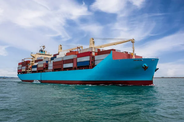 Front View Container Ship Logistics Goods Transportation Import Export International — Foto de Stock
