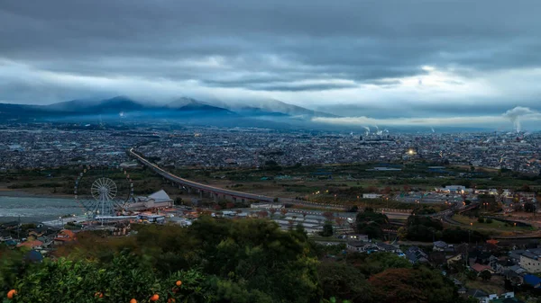 Widok Powietrza Miasto Krajobraz Morming Burza Porze Deszczowej Góra Chmura — Zdjęcie stockowe