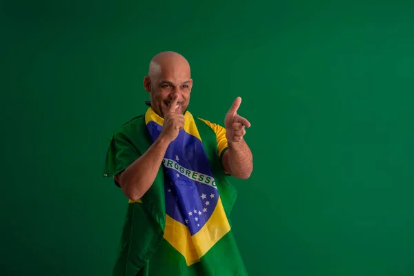 Homem Afro Brasileiro Torcedor Seleção Brasileira Futebol Copa 2022 Com — Fotografia de Stock