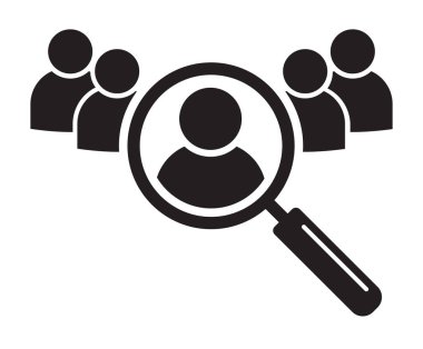 Arama işi boşluk simgesi. İş yapmak için iş bulmanın sembolü, vektör illüstrasyonu.